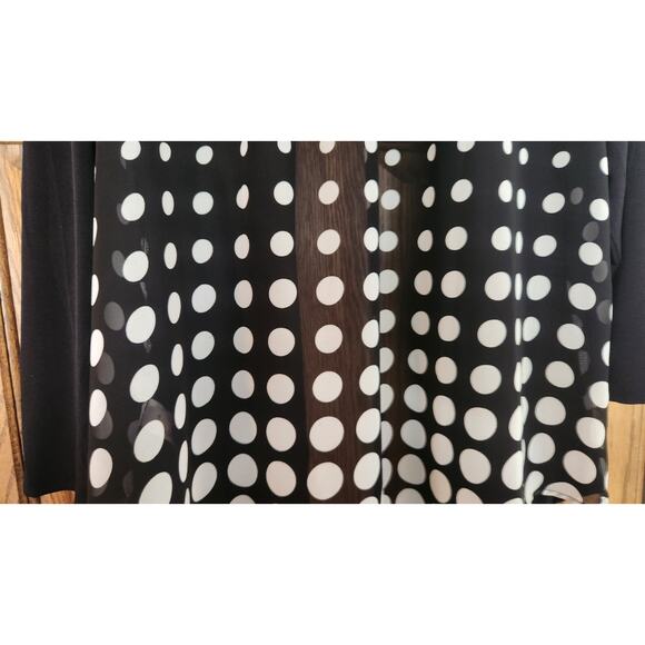 Chicos Black & White Polka Dots Size 3 (XL) Open Jacket TOP Semi Sheer Back - Picture 5 of 8